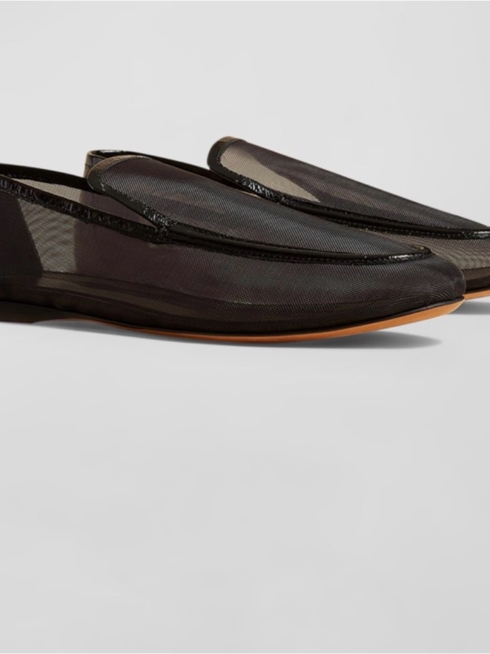 Khaite Alessia Mesh Leather Loafers Black Minimalist Flats 39